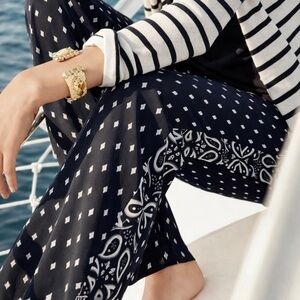 CAbi Dark Blue and White Patterned Track Star Pants